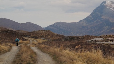 Heading in to Gobernuisgach Lodge. (taken on the May recce)