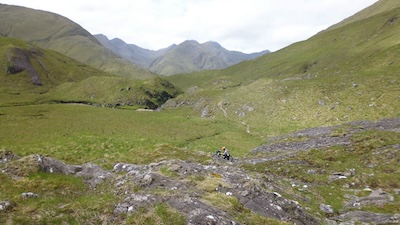 Jenny Graham nearing the top of the climb out of Glen Ling and into Glen Affric.