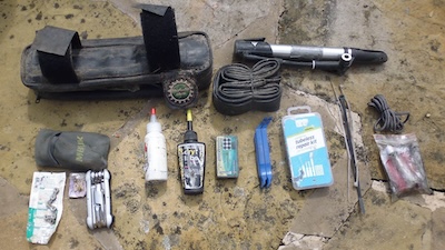 Repair kit and spares that went in the Beerbabe downtube bag