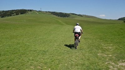 This is Butser Hill and is one of the biggest climbs on the route. It's rideable all the way.