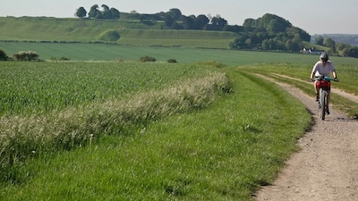 Looking back towards Old Sarum hill fort.