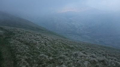 The start of the descent to Troutbeck on the old Roman Road across High Street.