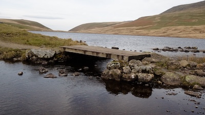 Footbridge across the outflow of Burnmoor Tarn