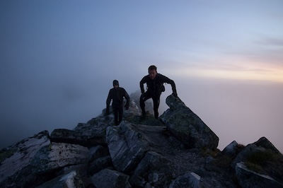 Will Houghton and Alan Lucker on the summit of Binnein Mor.