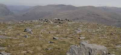 The Geall Charn/Aonach Mor hills and Ben Alder from Chno Dearg.